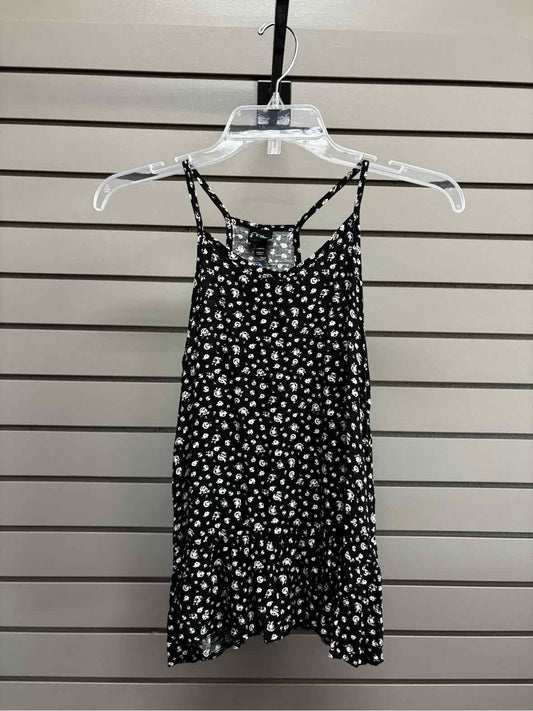 Girl's Child Size 10/12 art class Black Floral Tank Shirt