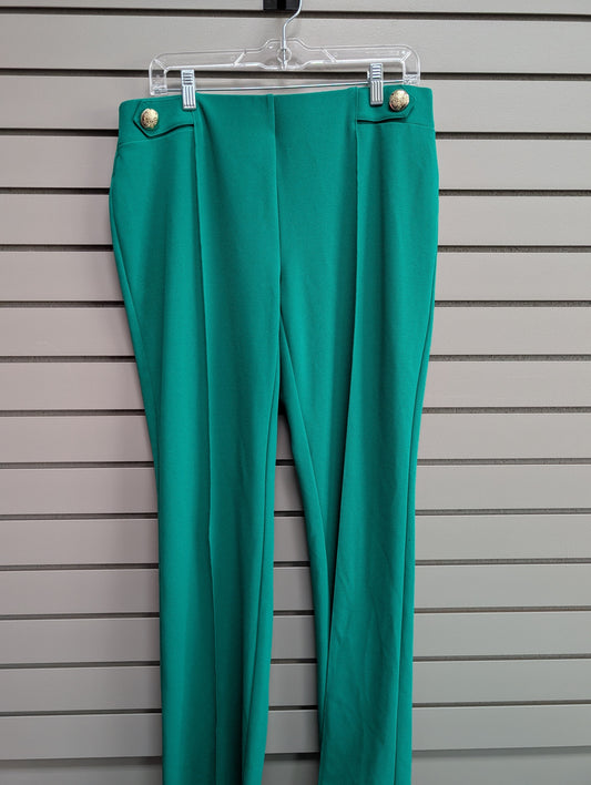 Women's Waist Size 12 Carole Wren Green Wide Leg Pant