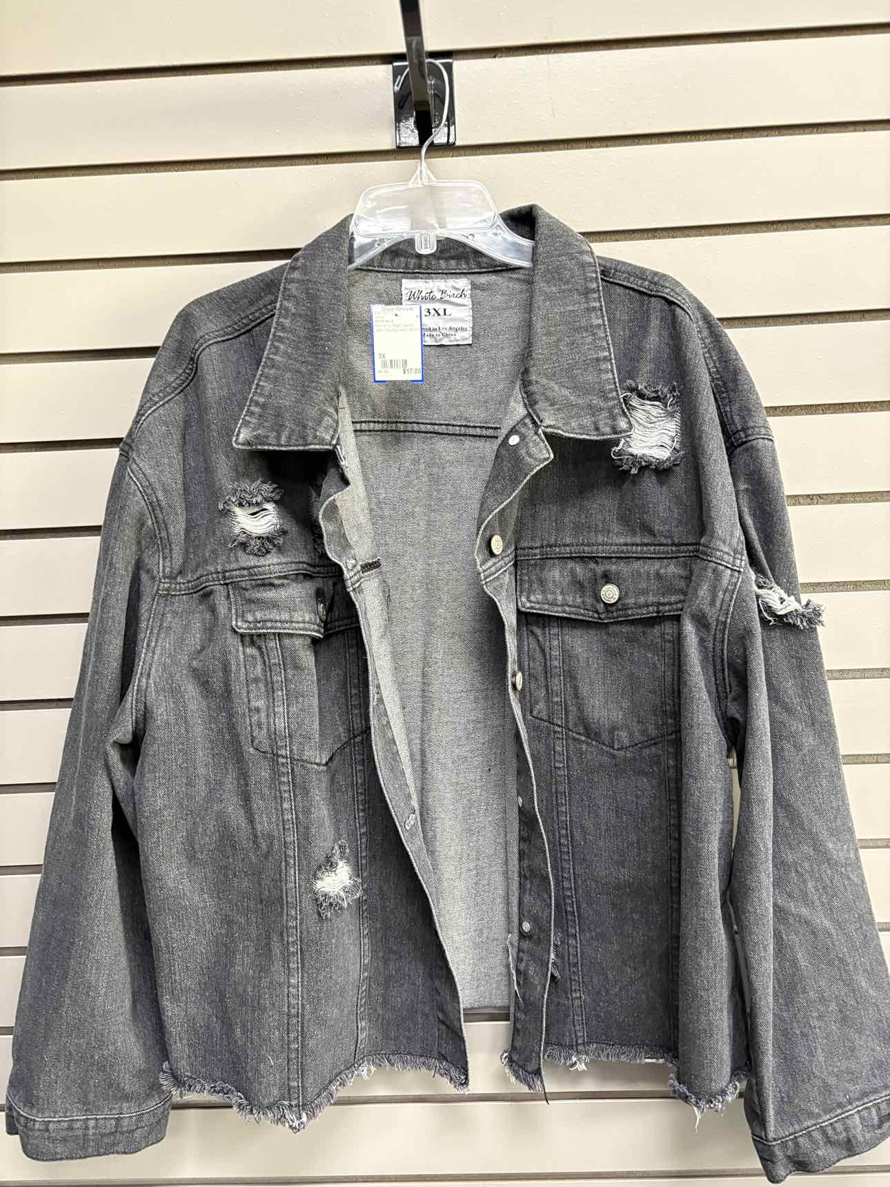 Women's Women Size 3X White Birch Black Denim Jean Jacket