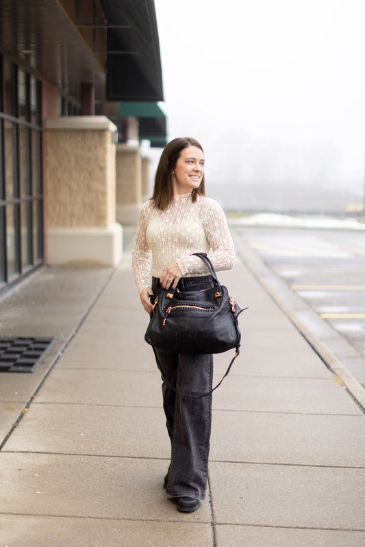 All Over Sheer Lace Top - Nude