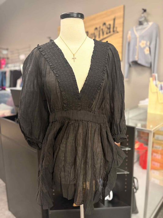 Women's Size M Black 5a7 Short Sleeve Above Knee Dress