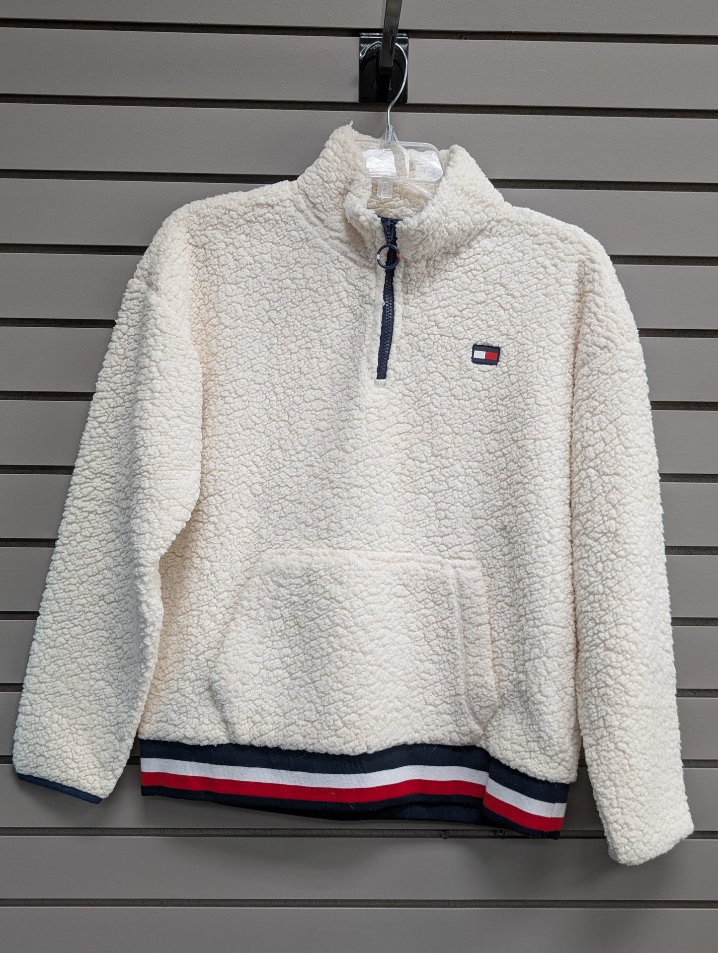 Women's Women Size M Cream Tommy Hilfiger 3/4 Zip Long Sleeve Sweatshirt