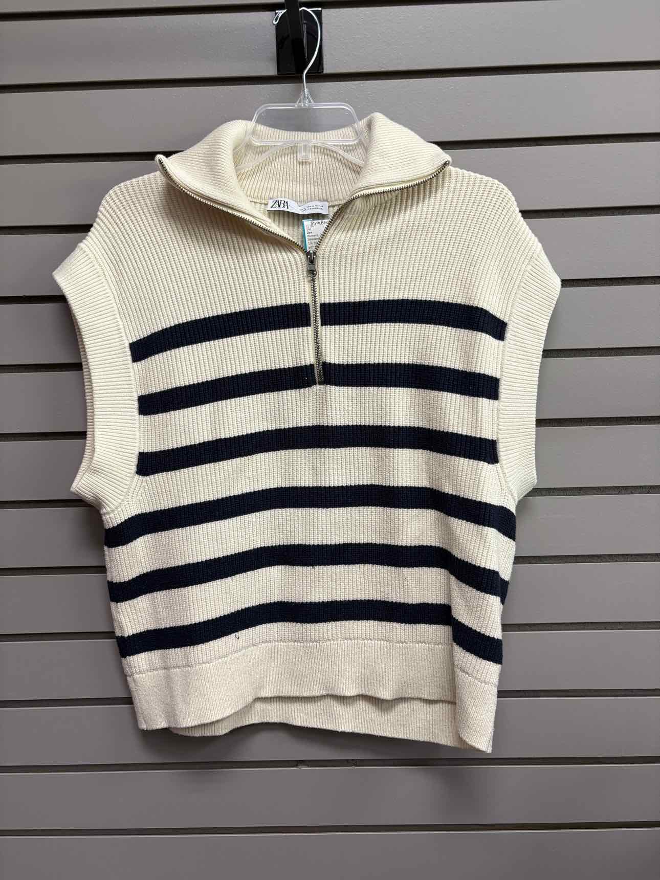 Women's Women Size M Cream Zara Ribbed Sleeveless Shirt