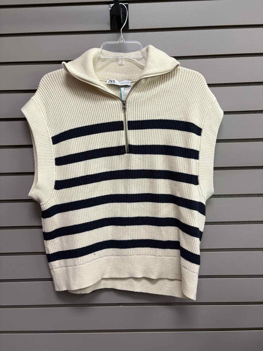 Women's Women Size M Cream Zara Ribbed Sleeveless Shirt