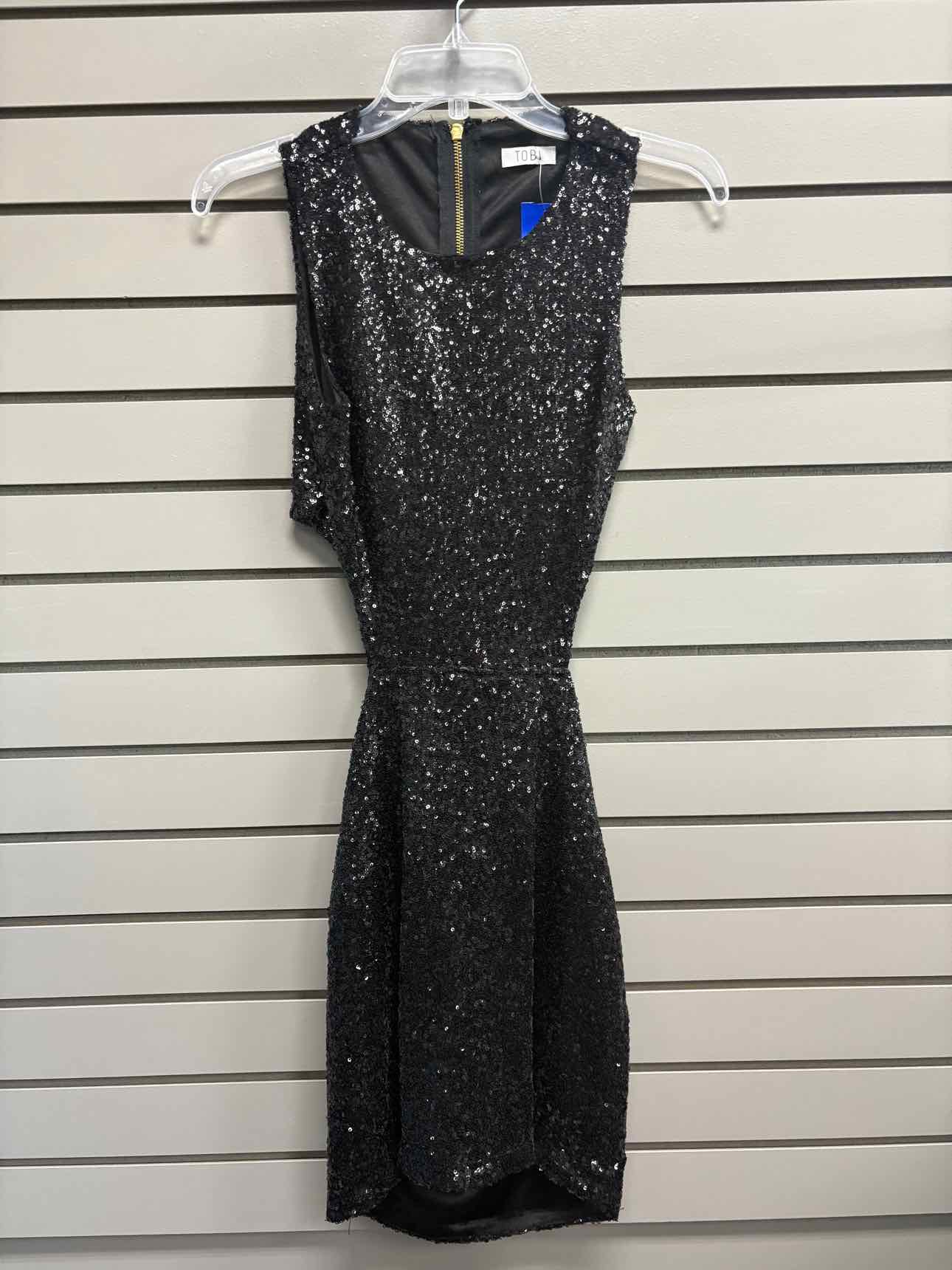 Women's Size 4 Black Tobi Short Sleeve Sequins Above Knee Dress