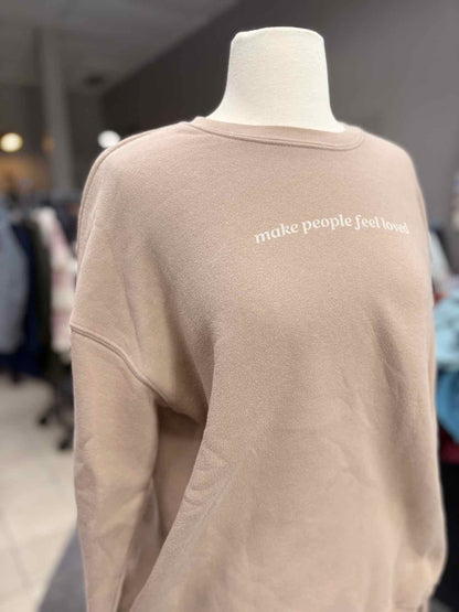 Women's Women Size L Tan Oat Collection Crew Long Sleeve Sweatshirt