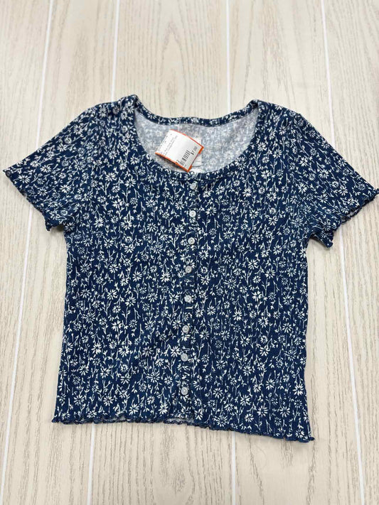 Girl's Child Size 12 GAP Blue Floral Short Sleeve Shirt