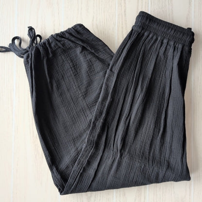 Women's Waist Size M Bluivy Black Linen Casual Pant