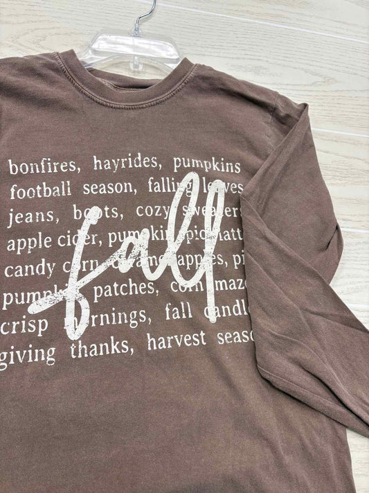 Women's Women Size S Brown Comfort Colors Long Sleeve Shirt