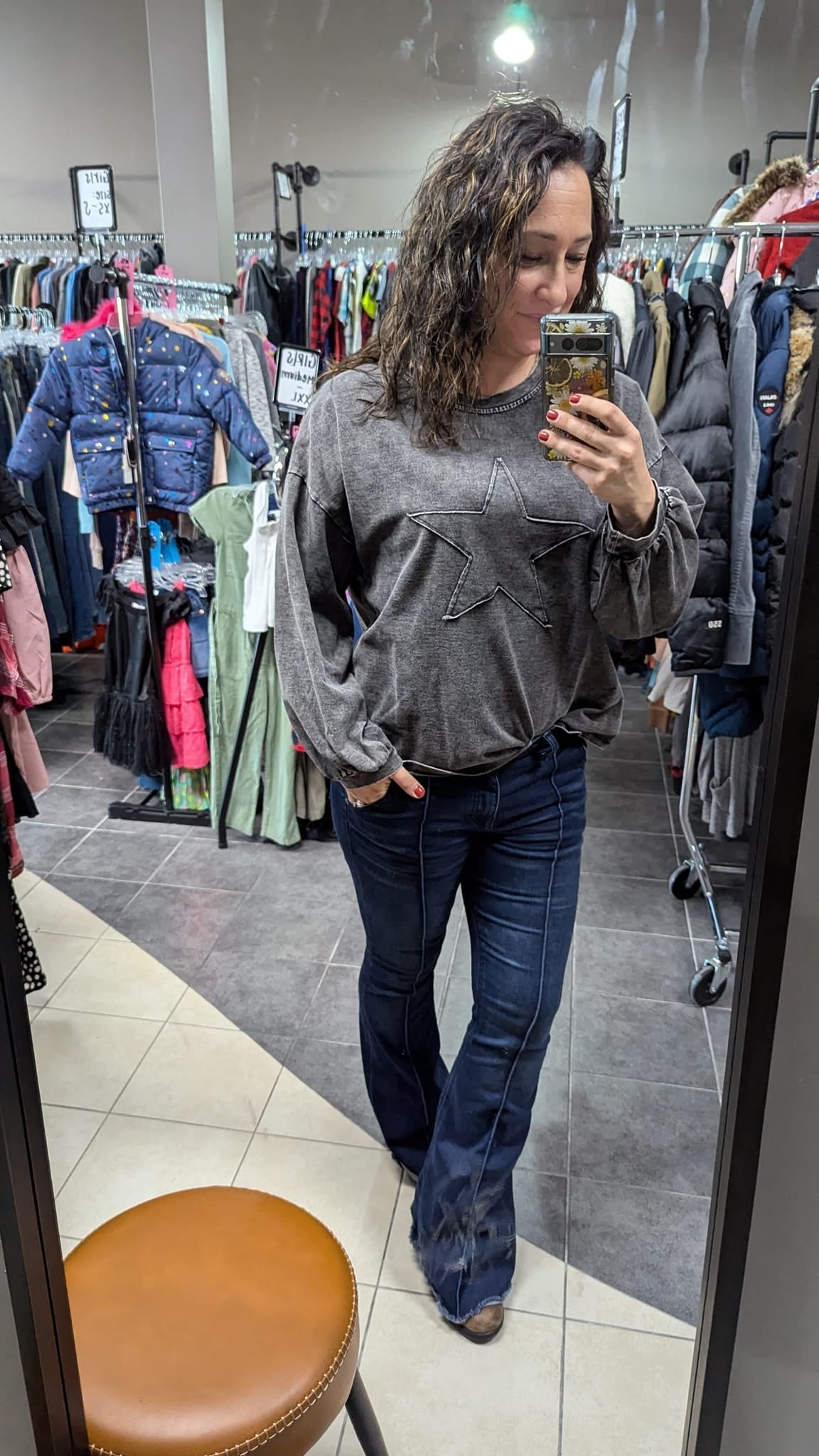 Tonal Star Patch Mineral Washed Top