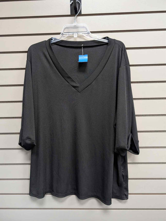 Women's Women Size 2X Black Unknown Short Sleeve Shirt