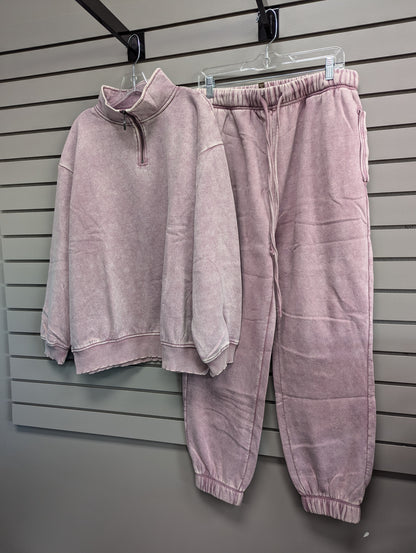 Plus Size Rose Acid Wash Sweatpant