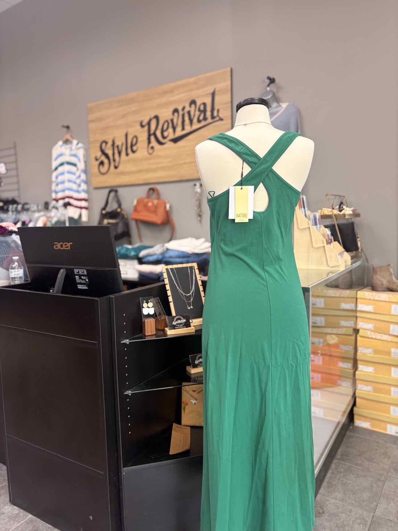 Women's Size M Green Nation Ltd Tank Maxi Dress