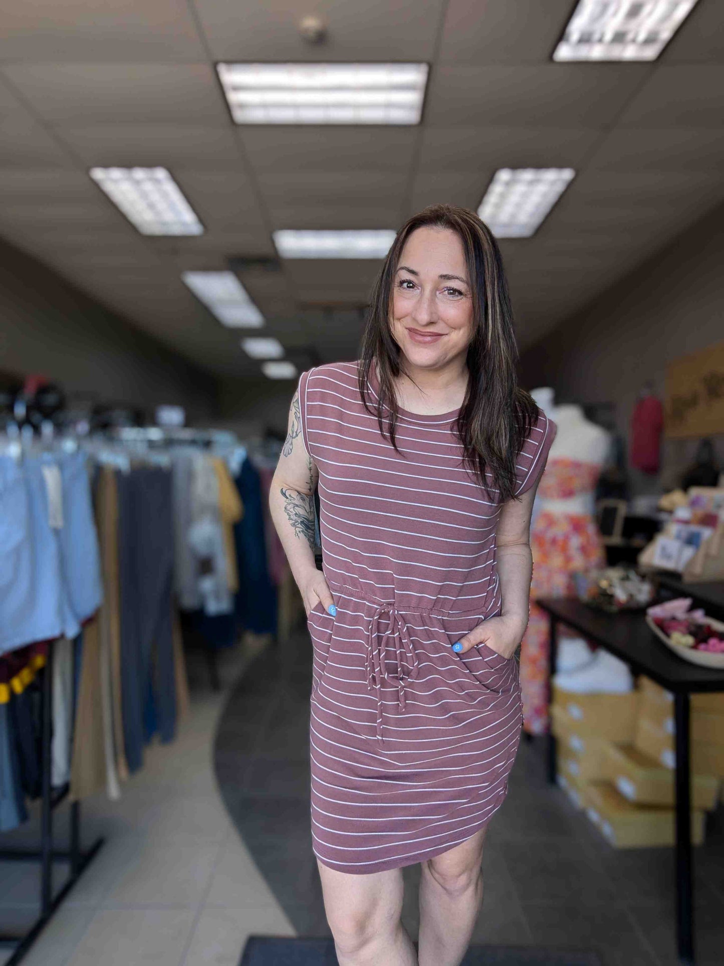 Drawstring Waist Dress