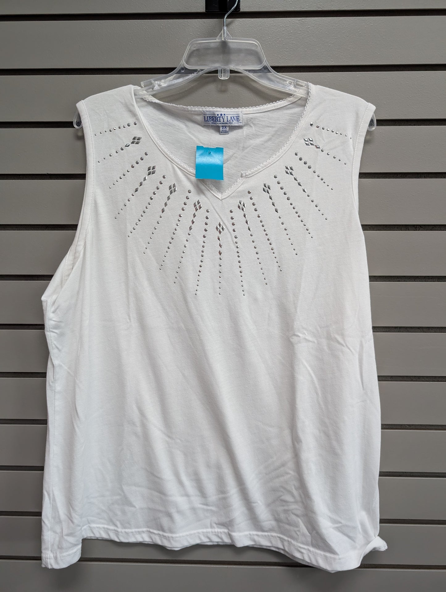 Women's Women Size 2X White Liberty Lane Short Sleeve Shirt