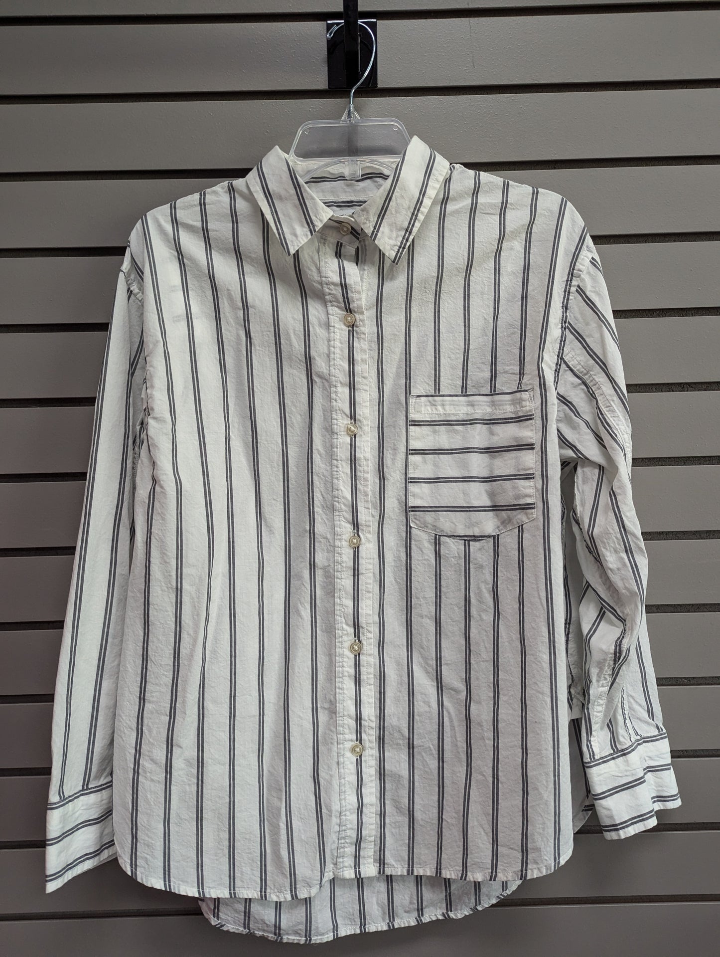 Women Size L Sonoma White Stripe Button Down