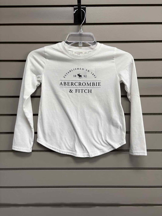 Girl's Child Size 7/8 Abercrombie & Fitch White Long Sleeve Shirt
