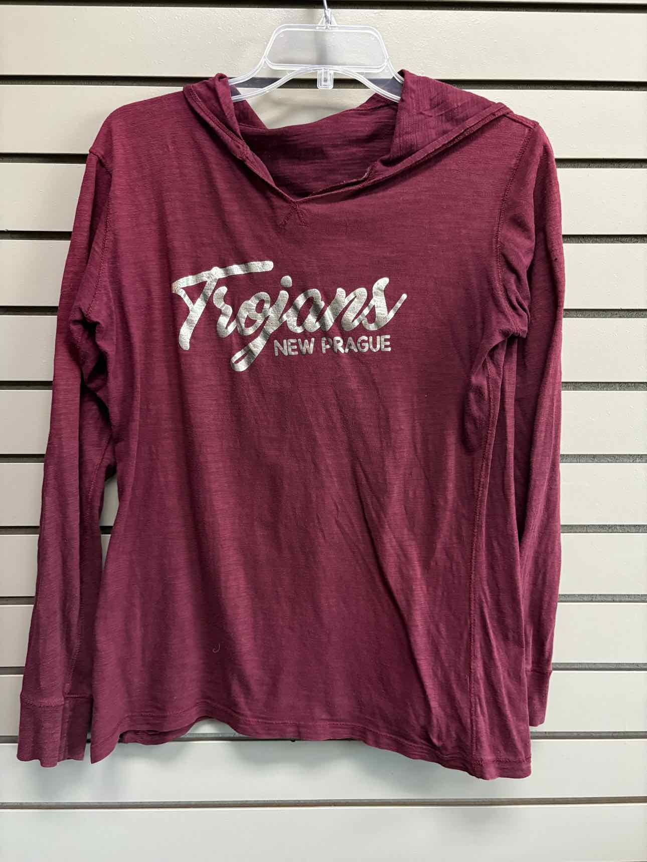 Women's Women Size L Maroon Pennant Hooded Long Sleeve Shirt