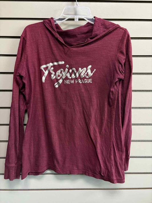 Women's Women Size L Maroon Pennant Hooded Long Sleeve Shirt