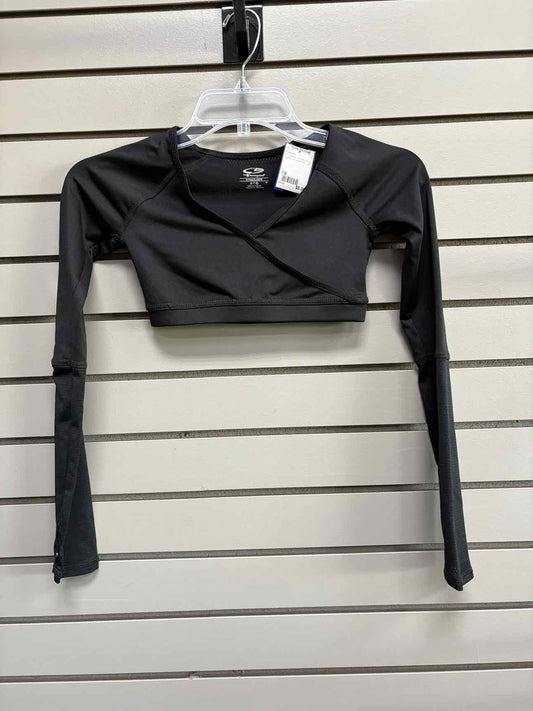 Girl's Child Size 7/8 Champion Black V-Neck Long Sleeve Shirt