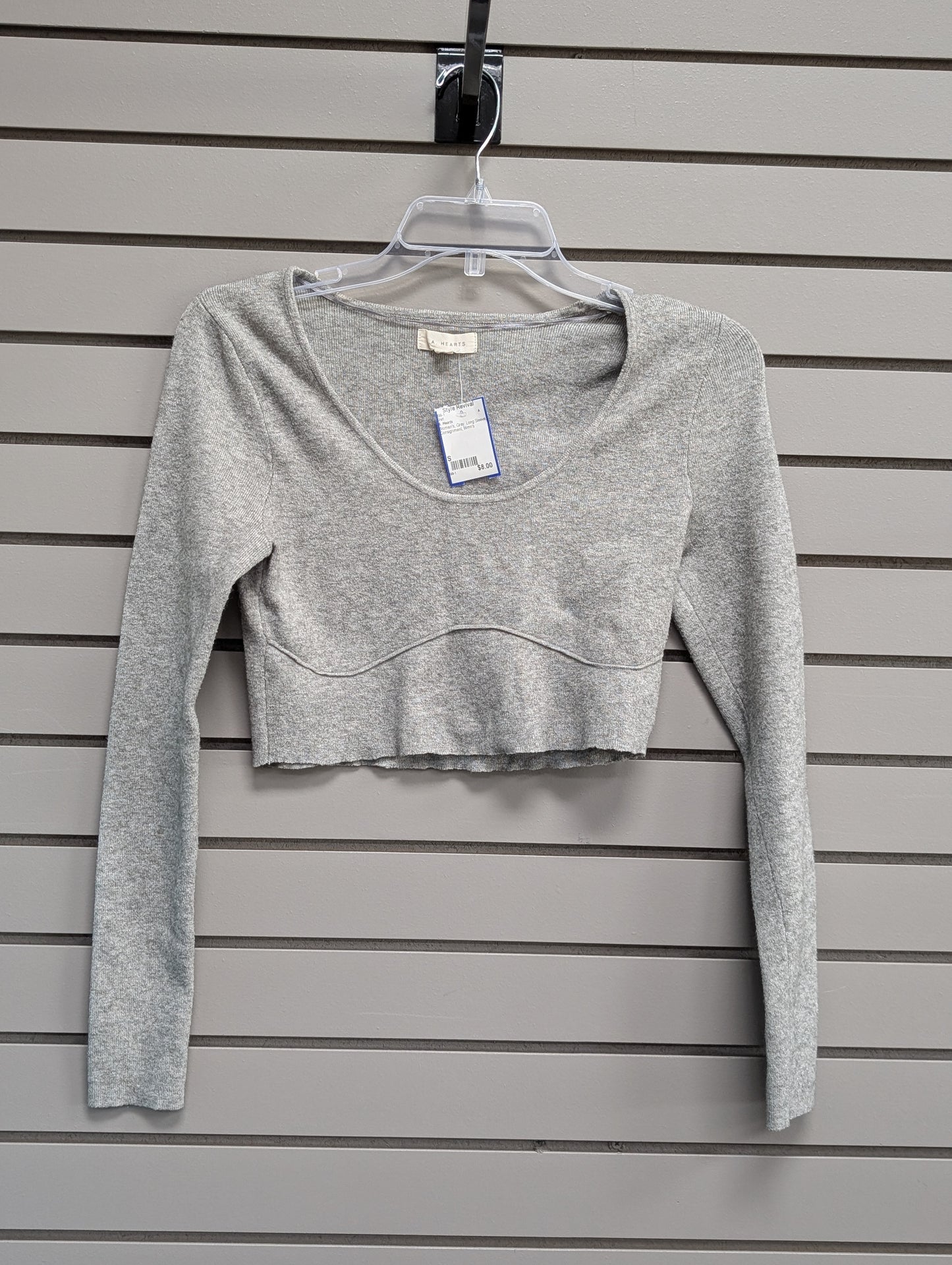 Women's Women Size S Gray A. Hearts Long Sleeve Shirt