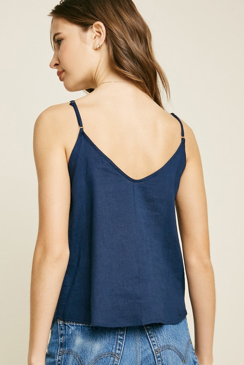 Linen Sleeveless Plus Size Button-Down