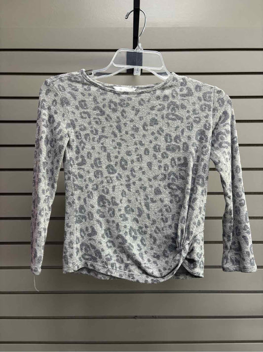 Girl's Child Size S R & R Gray Cheetah Scoop Long Sleeve Shirt