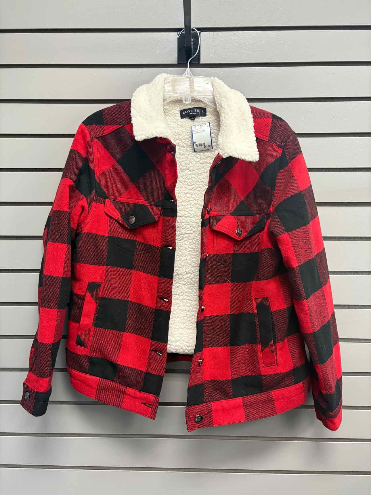 Women's Women Size M Love Tree Red Plaid Jacket