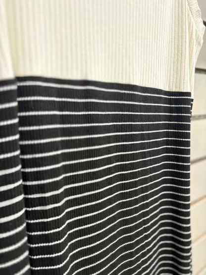 Women's Size Small Black & White Doe & Rae Tank Stripe Dress
