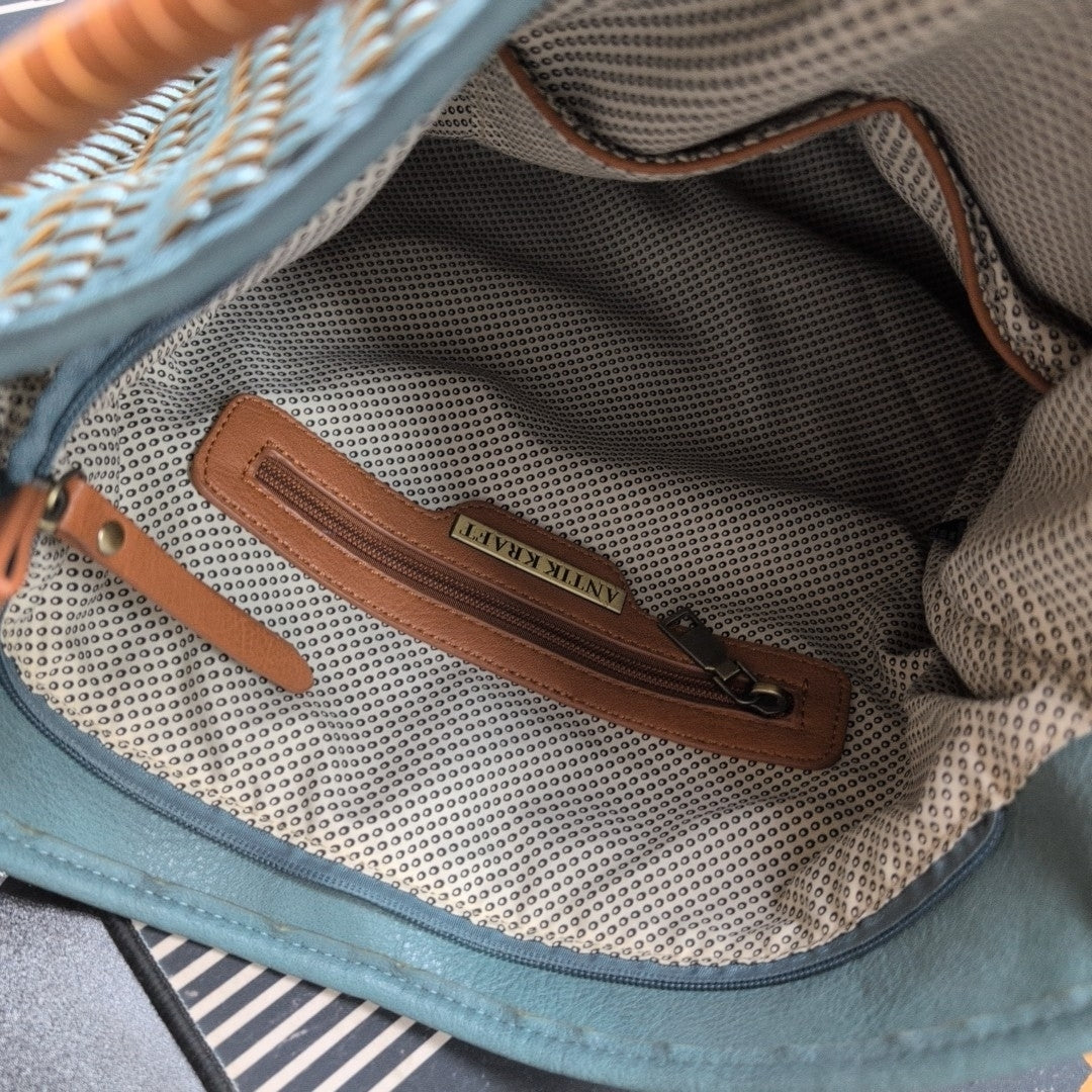Antik Kraft Teal Leather Tote