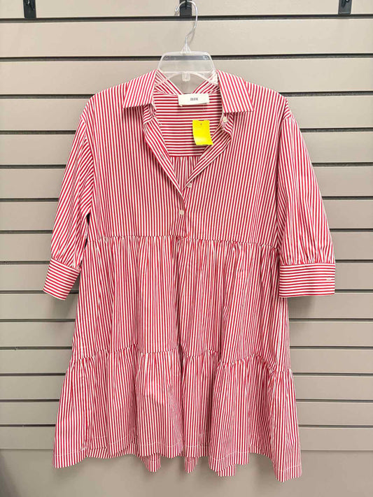 Women's Size M Red Solotre Short Sleeve Stripe Above Knee Dress