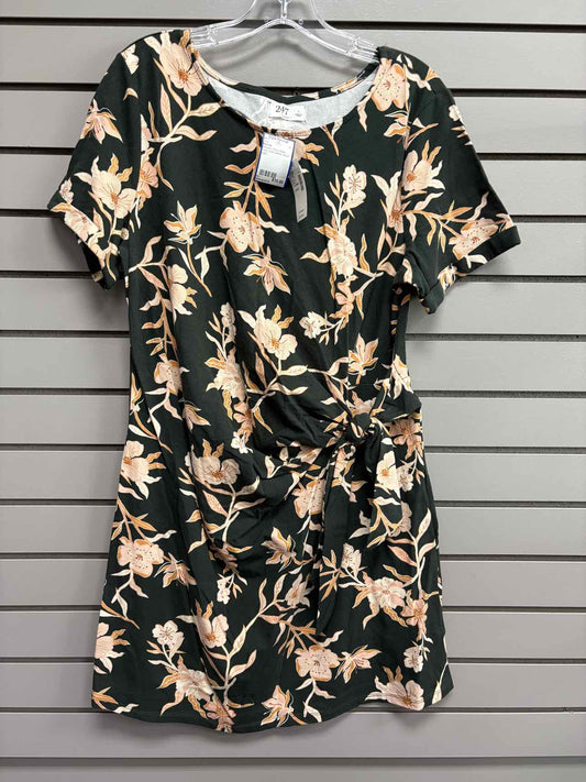 Women's Army Green Maurices Short Sleeve Floral Above Knee Dress