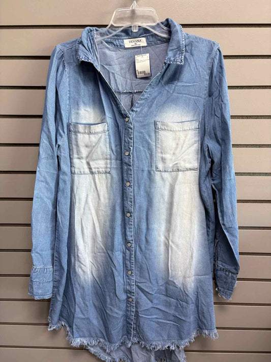 Women's Women Size XL Blue Zenana Long Sleeve Shirt