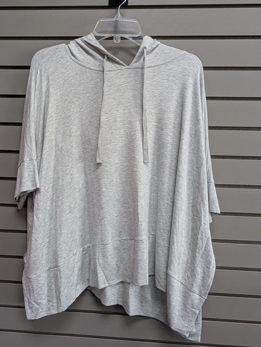 Women's Women Size XL Light Gray Lou & Grey Hooded Short Sleeve Sweatshirt