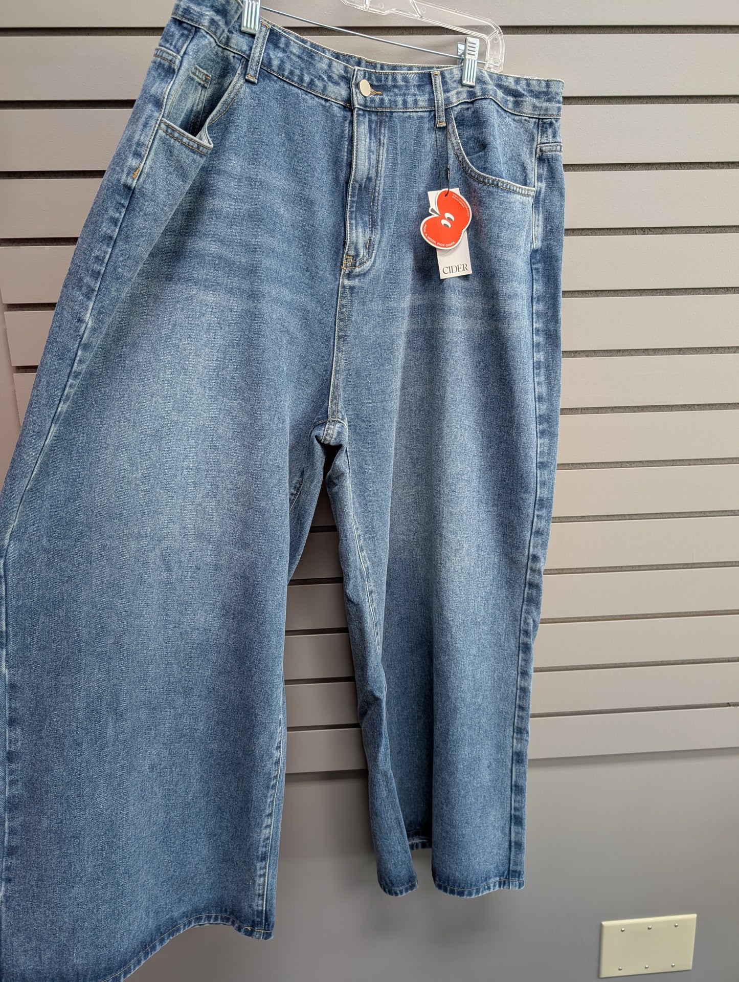 Women's Waist Size 2X Cider Blue Denim Wide Leg Jean