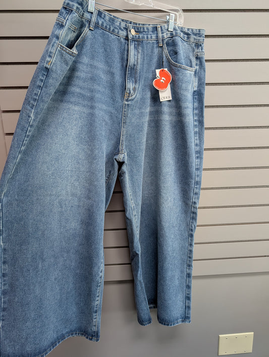 Women's Waist Size 2X Cider Blue Denim Wide Leg Jean