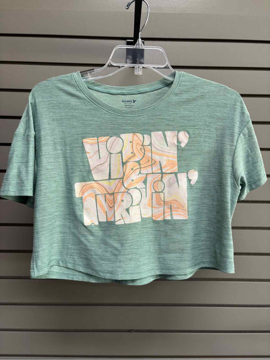 Girl's Child Size XL Old Navy Mint Heathered Scoop Short Sleeve Shirt