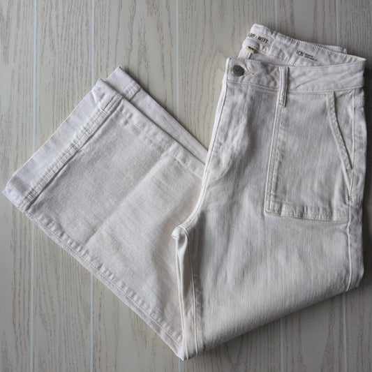 Women's Waist Size 10 Warp + Weft Cream Wide Leg Jean