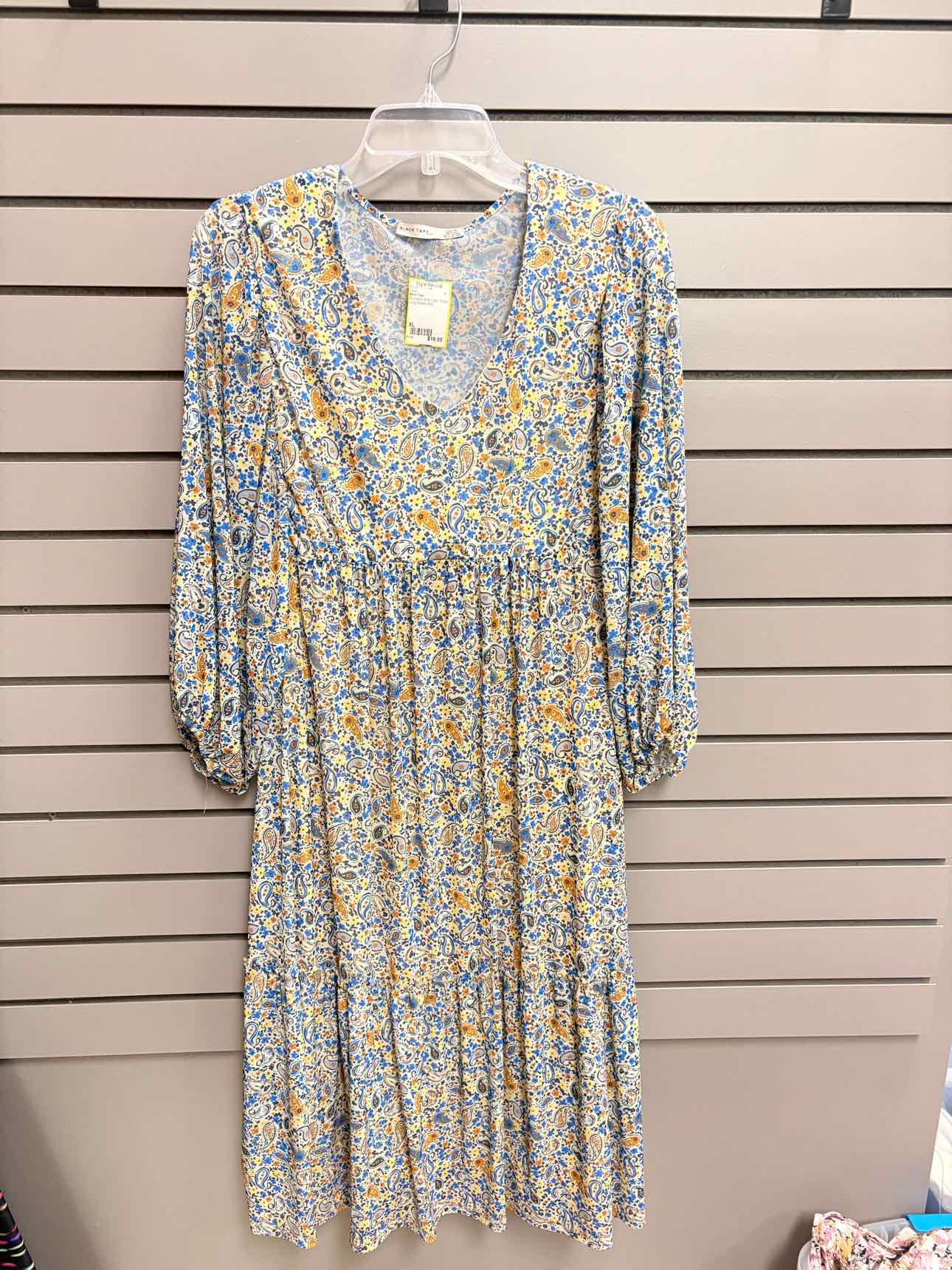 Women's Size XL Multi-Color Black Tape Long Sleeve Floral Midi Dress