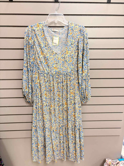Women's Size XL Multi-Color Black Tape Long Sleeve Floral Midi Dress