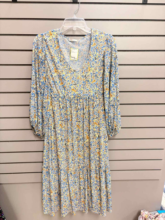 Women's Size XL Multi-Color Black Tape Long Sleeve Floral Midi Dress