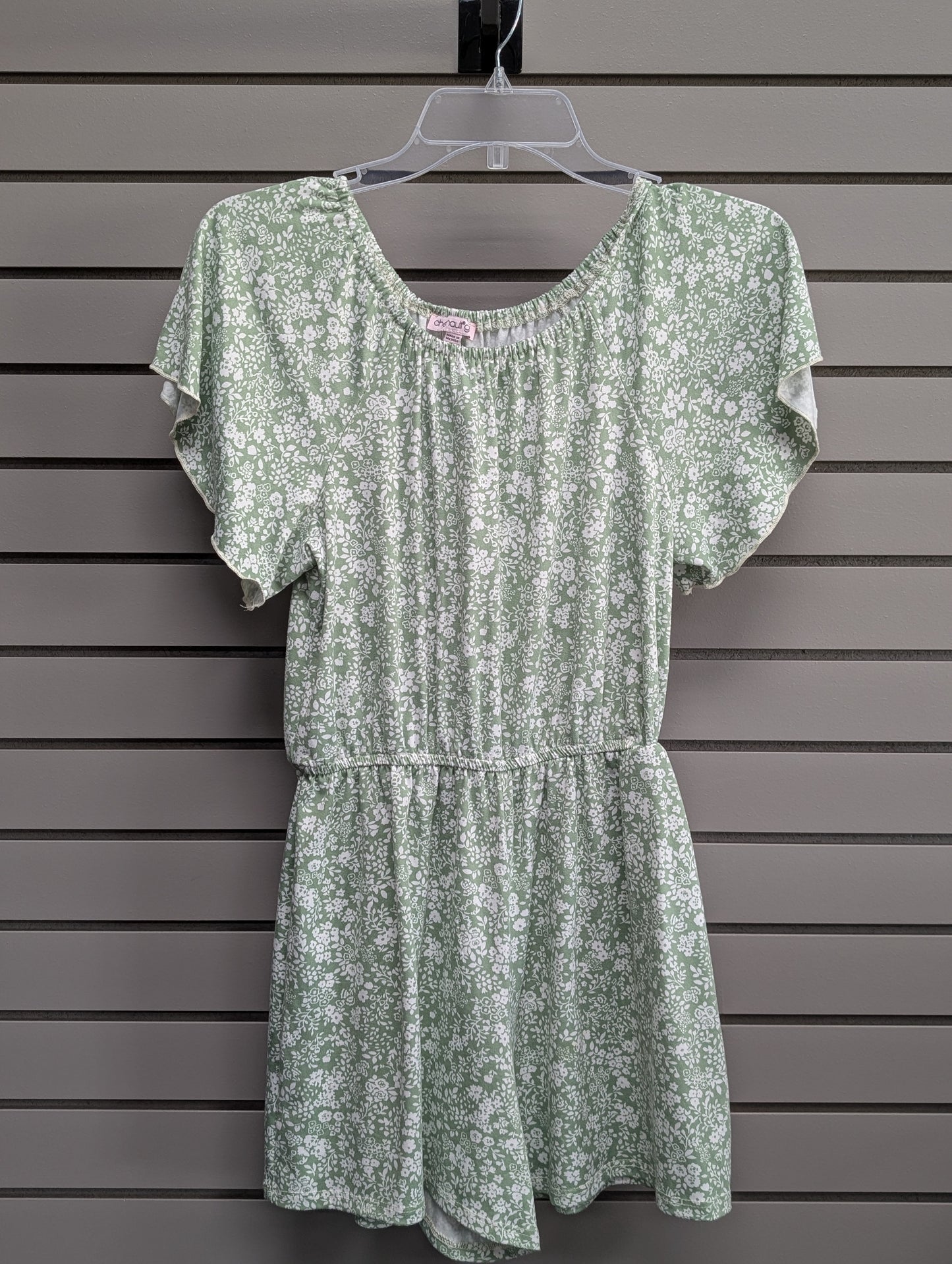 Girl's Child Size 16 chenault girl Green Floral Short Sleeve Dress