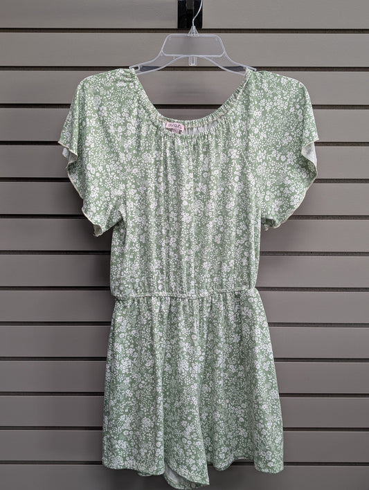 Girl's Child Size 16 chenault girl Green Floral Short Sleeve Dress