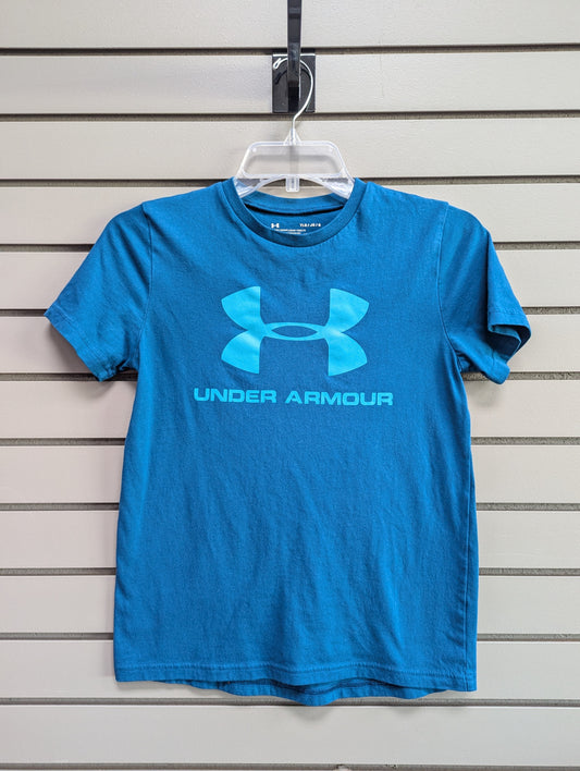 Child Size L Blue Under Armour Short Sleeve Shirt