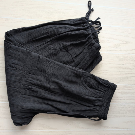 Women's Waist Size M Bluivy Black Linen Casual Pant