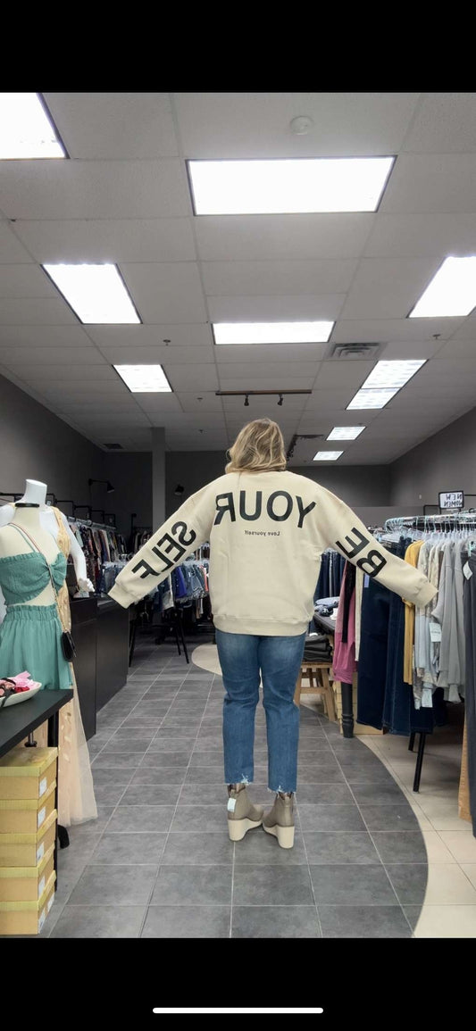 Be Yourself Oversized Plus Sweatshirt