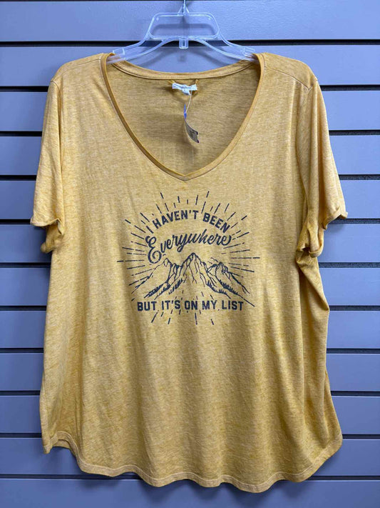 Women's Women Size 1X Mustard Maurices Short Sleeve Shirt
