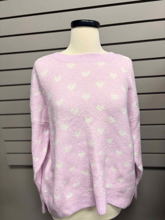 Women's Women Size XS Light Pink Vince Camuto Heart Crew Long Sleeve Sweater
