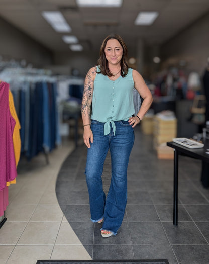 Mid Rise Fringe Flare