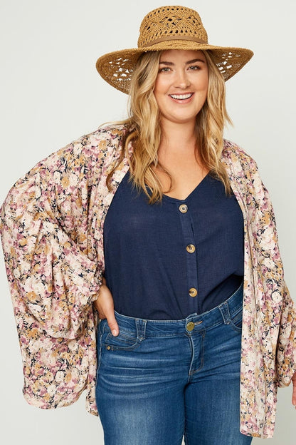 Linen Sleeveless Plus Size Button-Down